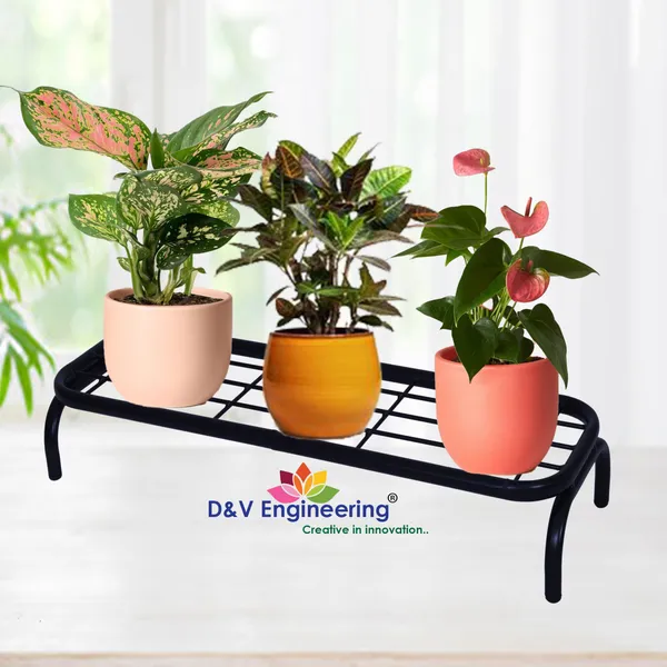 Indoor/Outdoor_Planter_Rack/Pot_Stand/Plant_Stand_For_Balcony,_26_Inches_Wide_-_Black_-_Floor_Mount,_Bracket_Shelf_(DVPOT-03B)