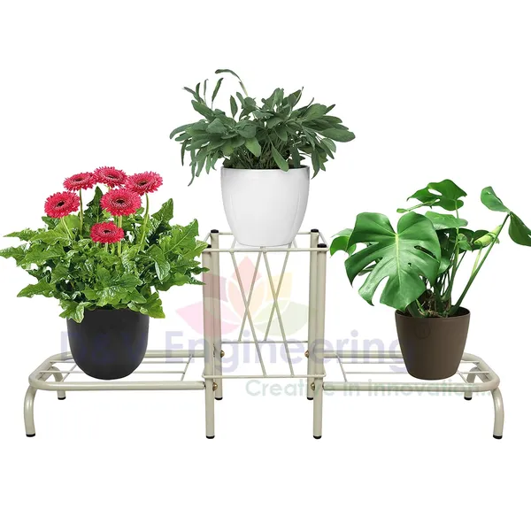 Indoor/Outdoor_3_Pot_Stand/Plant_Stand_for_Home/Garden_Decor,_85cm-Wide,33cm-Height_-_Grey