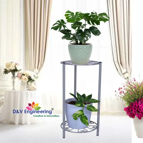2-Tier_Indoor__Plant_Stand_Flower_Pot_Holder_for_living_room_&_bed_room_decor_(Grey)_(DVPOT-37W)