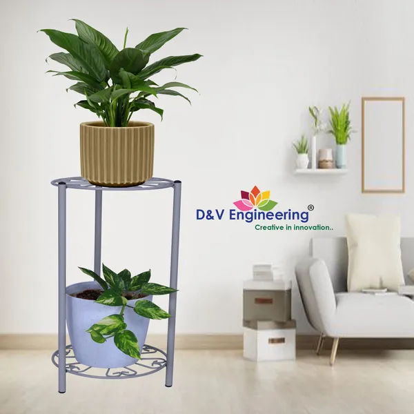 2-Tier_Indoor__Plant_Stand_Flower_Pot_Holder_for_living_room_&_bed_room_decor_(Grey)_(DVPOT-37W)