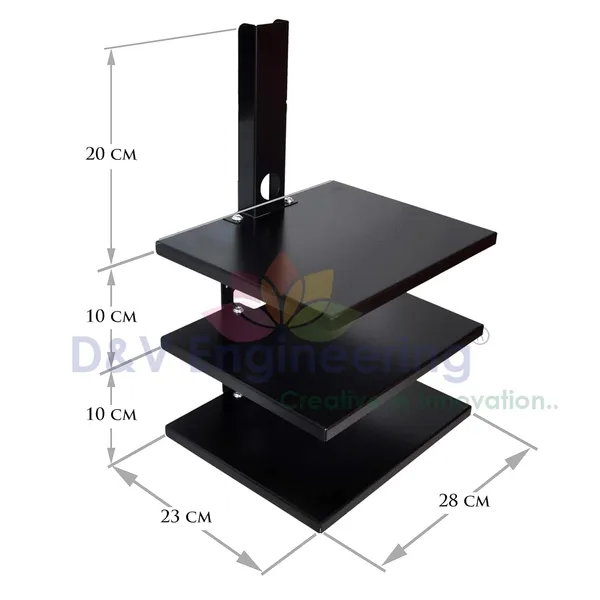 Triple_Shelf_Wall_Mount_Stand/Set_Top_Box_Stand,_Tray_Size-11"X_9"_-_Black_(DVSTB-07B)