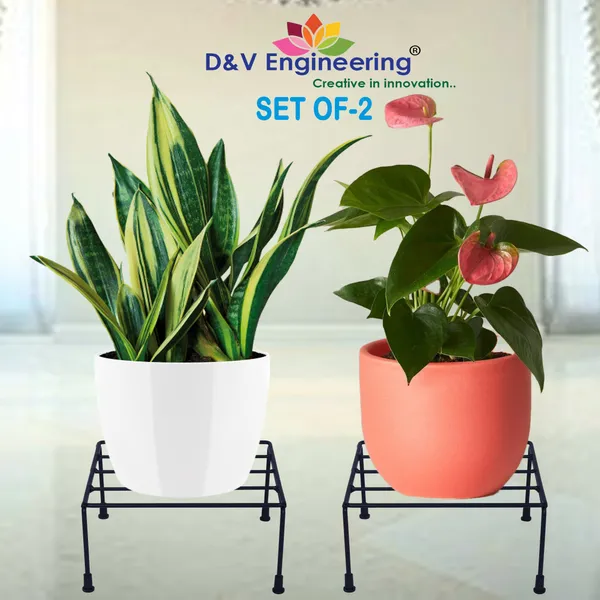 Silver_Pack_of_-2:Square_Plant_Stand_Flower_Pot_Stand