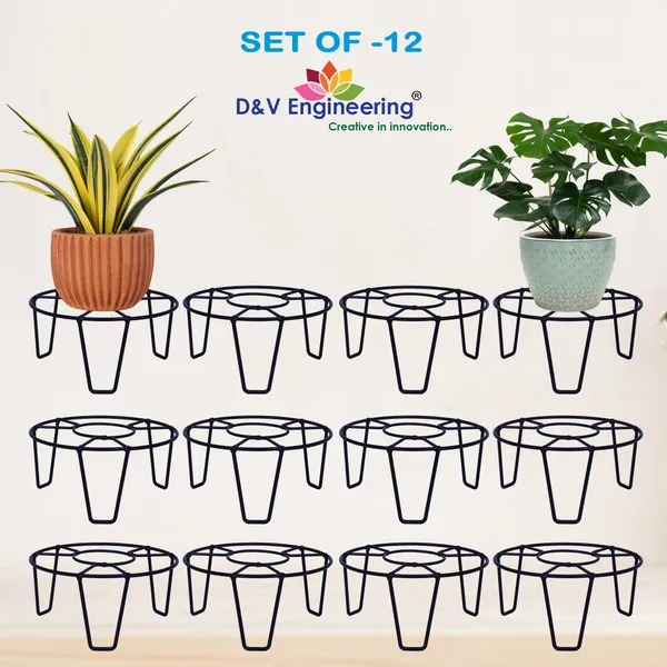 Indoor/Outdoor_Round_Stand_Flower_Pot/Plant_Stand_for_Home_Garden_or_Balcony_decor__black_(DVPOT-10B-12