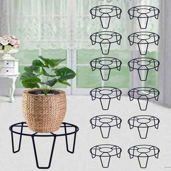 Indoor/Outdoor_Round_Stand_Flower_Pot/Plant_Stand_for_Home_Garden_or_Balcony_decor__black_(DVPOT-10B-12