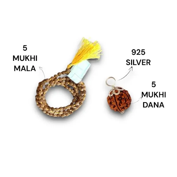 5_MUKHI_MALA_&_5_MUKHI_925_SILVER_PENDANT_LAB_CERTIFIED_COMBO