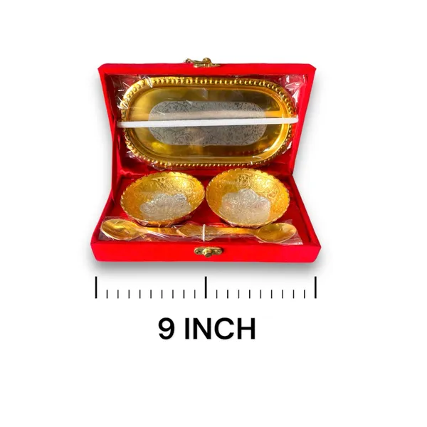 GERMAN_SILVER_GOLD_PLATED_BOWL_TRAY_GIFT_SET