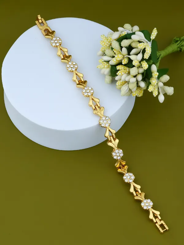 Gold_Flower_Bracelet_Stone_Studded_for_Women_and_Girls