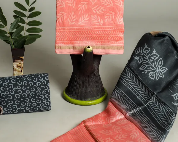 Chanderi_Silk_Peach_and_Black_Hand_Block_Ethnic_Motif_Printed_Unstitched_Suit_Set