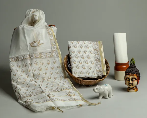 Chanderi_White_and_Golden_Hand_Block_Floral_Printed_Unstitched_Suit_Set