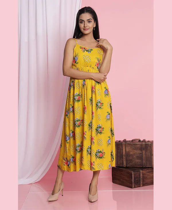 Yellow_Abstract_Floral_Printed_Midi_Dress