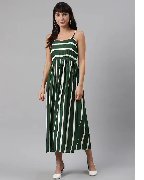 Green_Striped_Printed_Midi_Dress