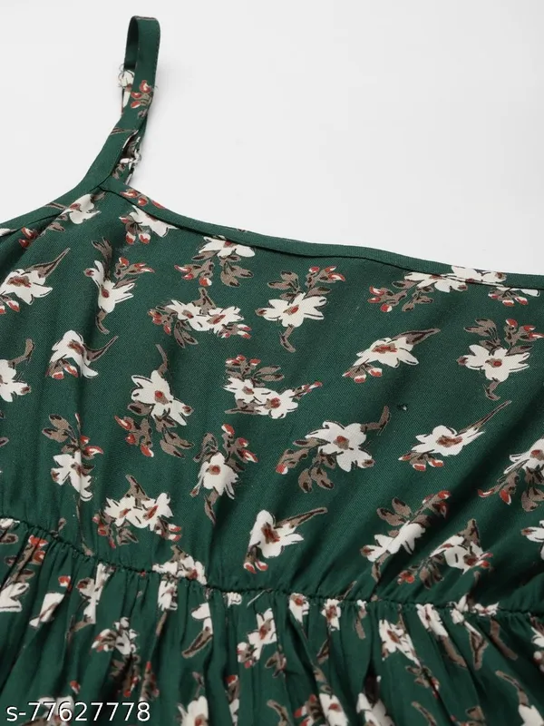 Dark_Green_Floral_Printed_Midi_Dress