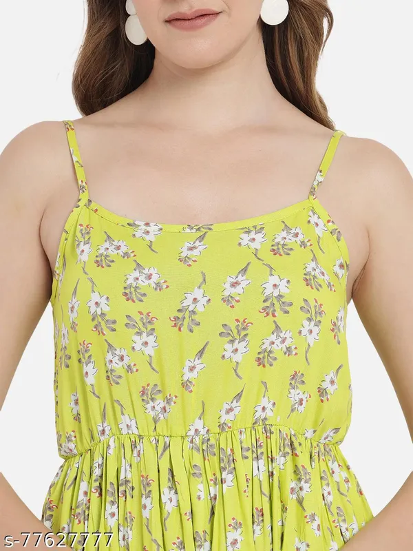Neon_Green_Floral_Printed_Midi_Dress