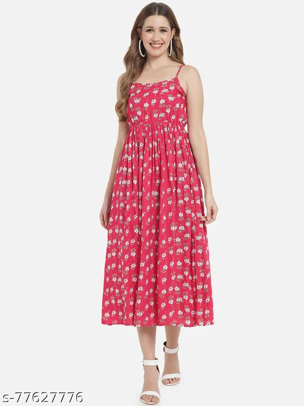 Pink_Floral_Printed_Midi_Dress