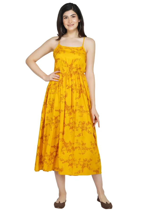 Yellow_Floral_Printed_Midi_Dress