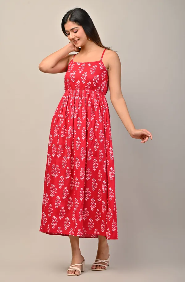 Red_and_White_Ethnic_Floral_Print_Midi_Dress