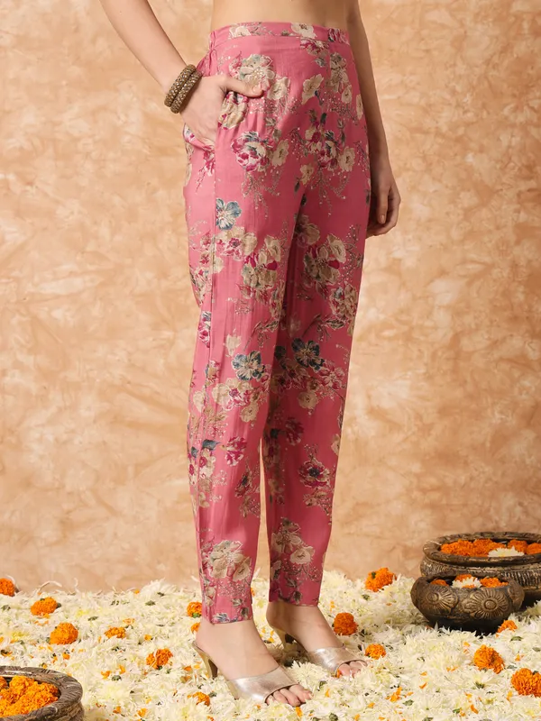 Mauve_Floral_Printed_Kurta_Set_with_Dupatta
