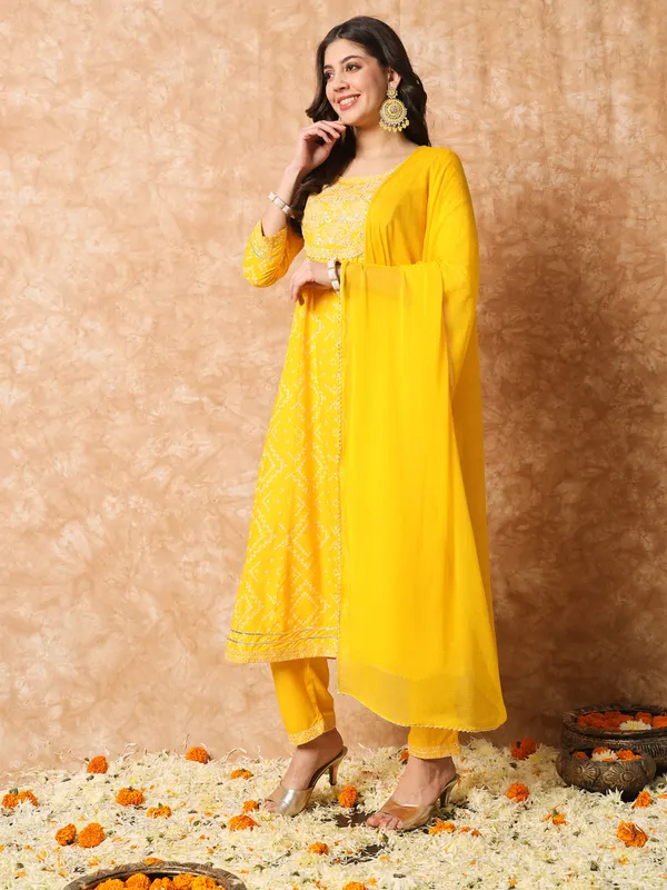 Yellow_Bandhani_Embroidered_Anarkali_Suit_with_Dupatta