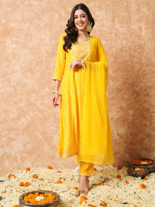 Yellow_Bandhani_Embroidered_Anarkali_Suit_with_Dupatta