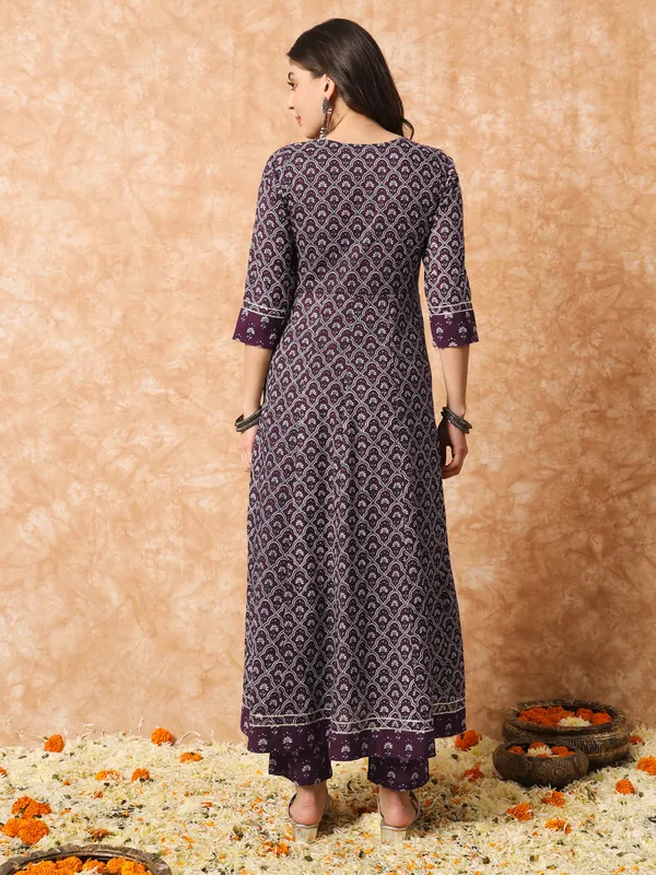Plum_Violet_Bagru_Printed_Anarkali_Suit_Set