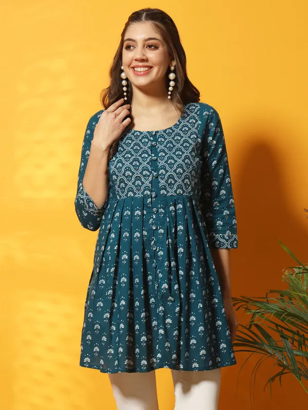 Teal_Blue_and_White_Bagru_Printed_Tunic