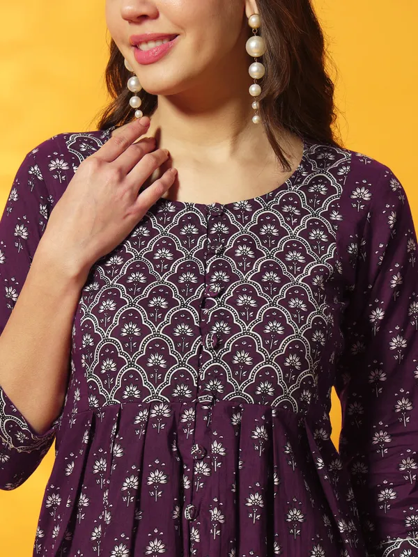 Plum_Violet_Floral_Bagru_Printed_Tunic