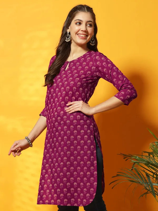 Burgundy_Floral_Bagru_Printed_Tunic