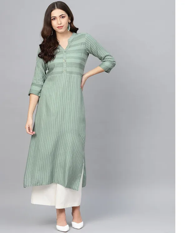Printed_Sage_Green_Striped_Straight_Kurta