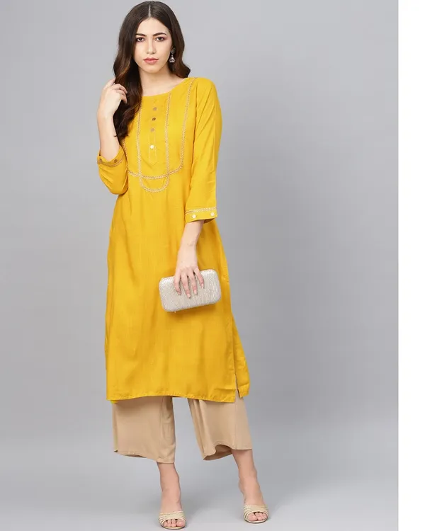 Yellow_Embroidery_Straight_Kurta