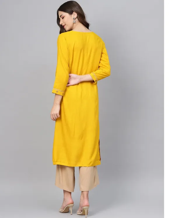 Yellow_Embroidery_Straight_Kurta