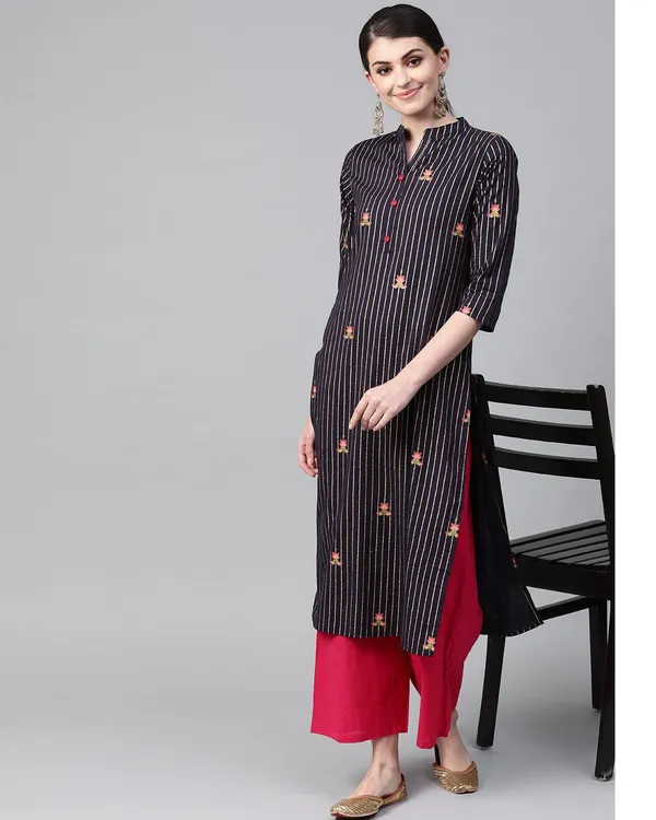 Navy_Blue_Striped_Printed_Straight_Kurta