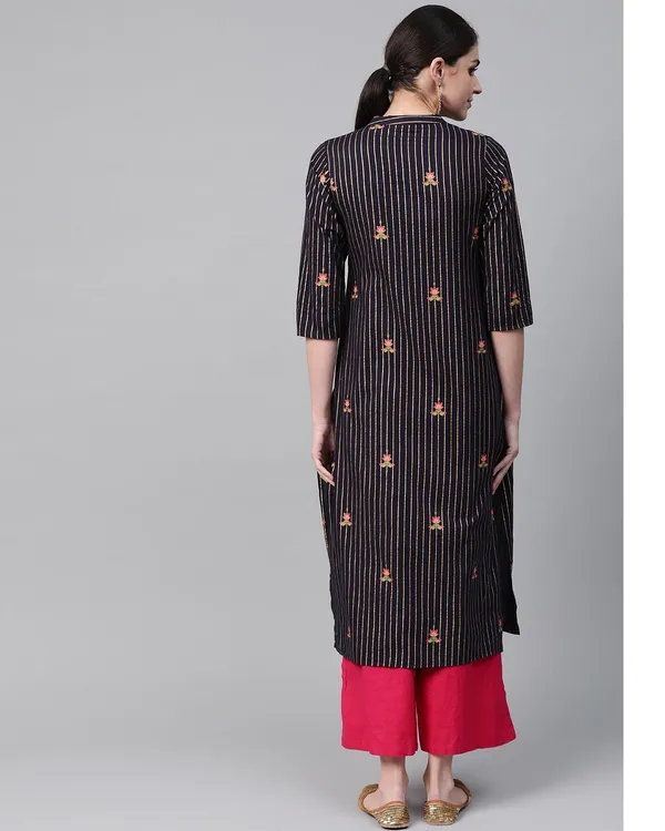 Navy_Blue_Striped_Printed_Straight_Kurta