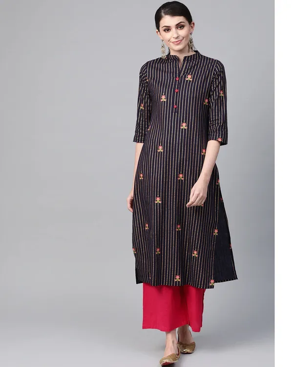 Olive_Green_Gold_Printed_Straight_Kurta