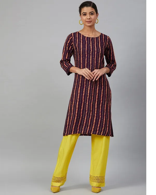 Brown_Printed_Mirror_Work_Kurta