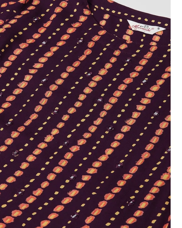 Brown_Printed_Mirror_Work_Kurta