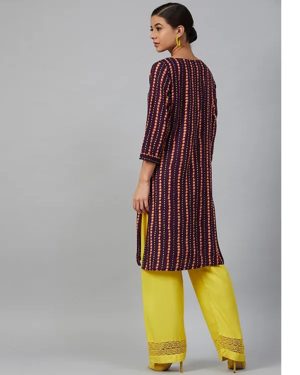 Brown_Printed_Mirror_Work_Kurta