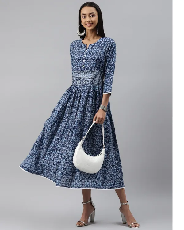 Navy_Blue_Ethnic_Floral_Printed_Midi_Dress