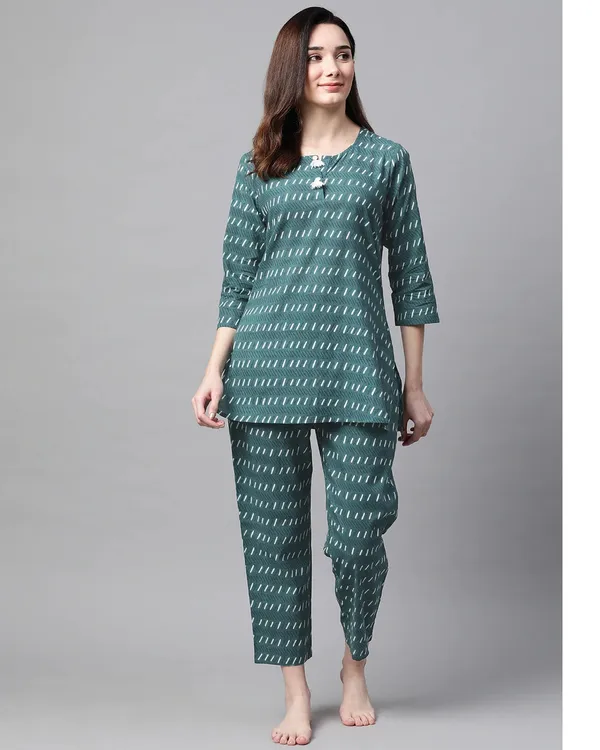 Women_Teal_Green_Ethnic_Night_Suit