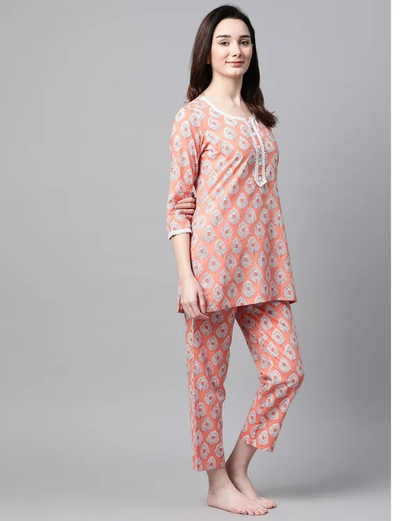 Women_Peach_Ethnic_Night_Suit