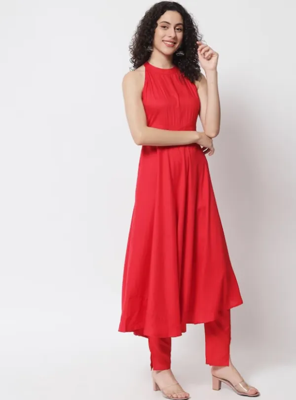 Red_Flared_Kurta_Set_with_Dupatta