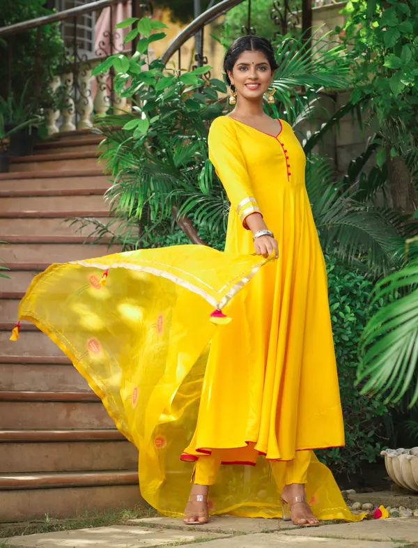 Mango_Yellow_Anarkali_Suit_Set_with_Organza_Printed_Dupatta