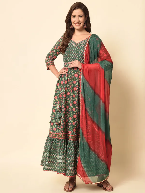 Floral_Printed_Dark_Green_Liva_Three_Piece_Set