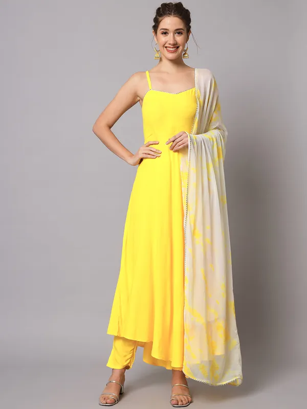 Yellow_and_White_Anarkali_Kurta_Suit_with_Dupatta