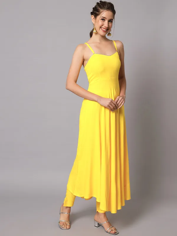 Yellow_and_White_Anarkali_Kurta_Suit_with_Dupatta