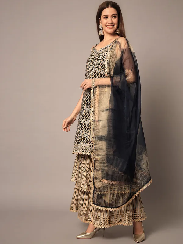 Blue_and_Beige_Floral_Kurta_Sharara_Set_with_Dupatta