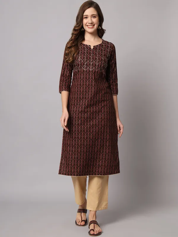 Brown_and_Beige_Ethnic_Printed_Kurta_Pants_Set
