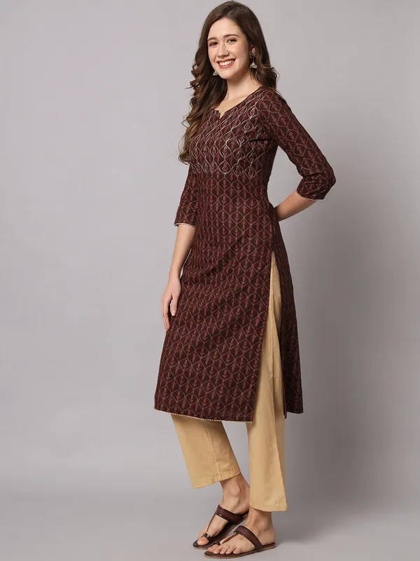 Brown_and_Beige_Ethnic_Printed_Kurta_Pants_Set