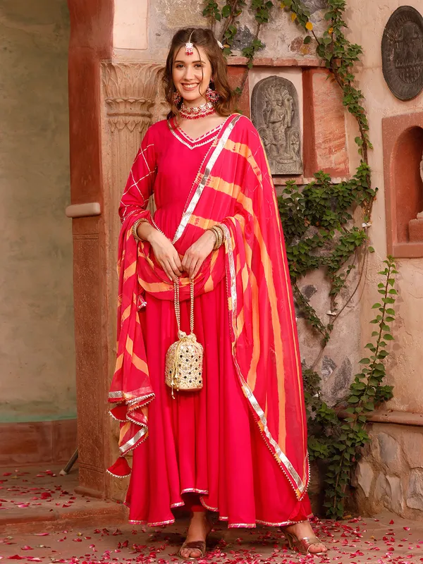 Rasberry_Red_Anarkali_Suit_with_Dupatta