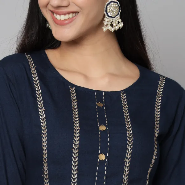 Navy_Blue_and_Beige_Yoke_Design_Kurta_Set