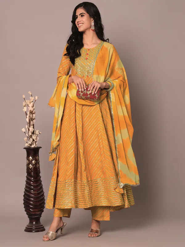 Yellow_Embroidered_Anarkali_Kurta_Set_with_Dupatta